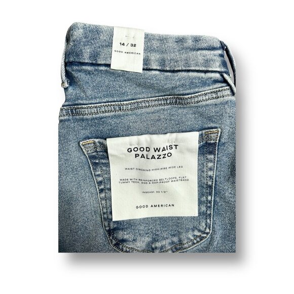 NWT Good American Good Waist Palazzo Jeans 14/32 Indigo $149 Wide-Leg Normcore - Picture 12 of 16